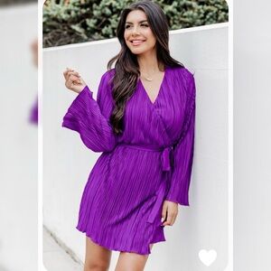 Pink Lily Purple Pleated Mini Dress